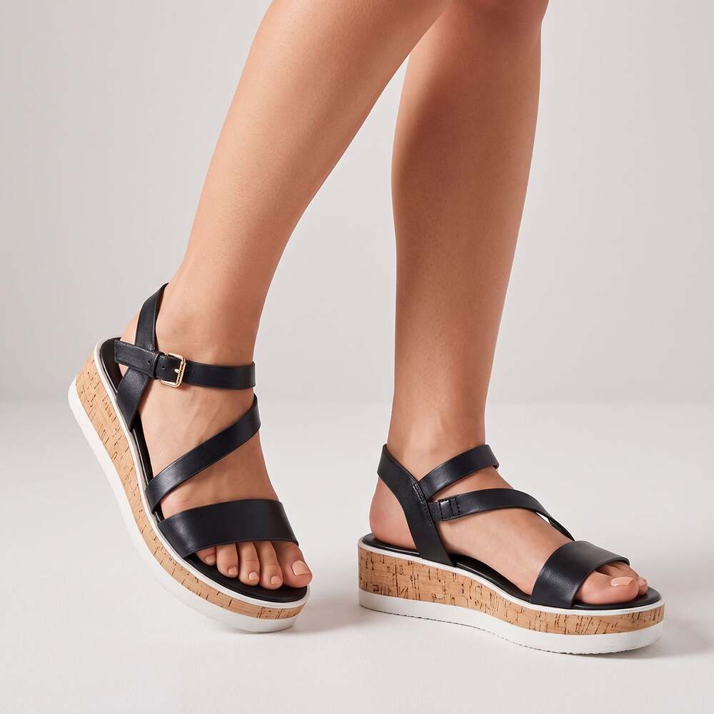 Marc Fisher Grandie Women's Platform Wedge Sandals in Black